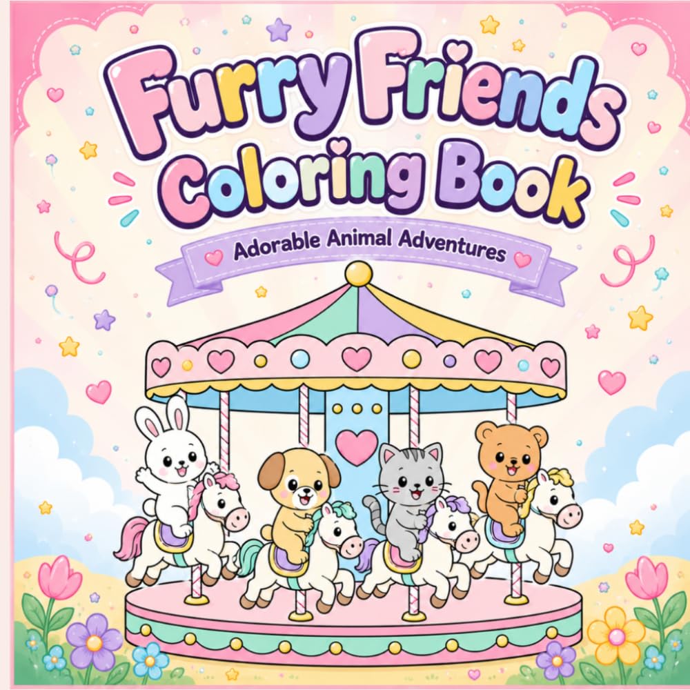 Furry friends coloring book: Adorable animal adventures