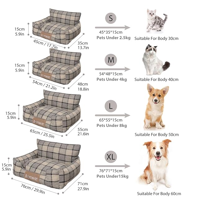 Foto 2 de 5 de PETCUTE Camas para Perros,Cojín Antideslizante para Perros,Lavable Cama para Perros Medianos y Pequeños,Cama…