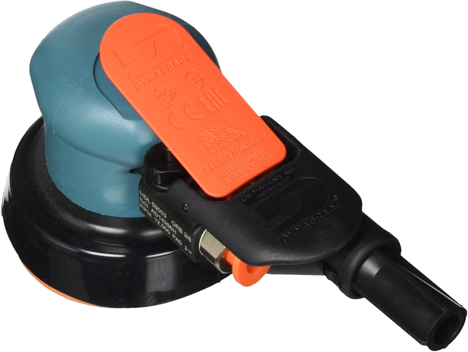Dynabrade 59003 3-1/2" (89mm) Dia. Self-Generated Vacuum Dynorbital-Spirit Random Orbital Sander, .25 hp, 12000 rpm, 3/8" (10mm) Dia. Orbit, Rear Exhaust