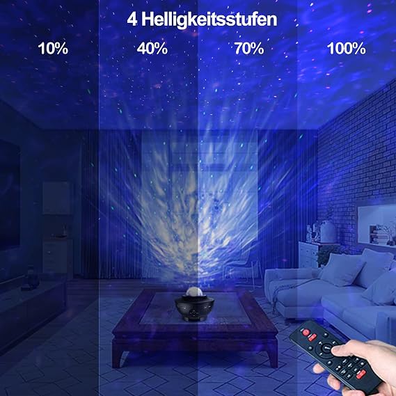 Yıldızlı gökyüzü projektörü LED Galaxy Light, yıldızlı projektör ışığı, bulutlar ve yıldızlar, Bluetooth hoparlör fonksiyonu, yıldız projektör, sevgililer günü için gece lambası (mor)