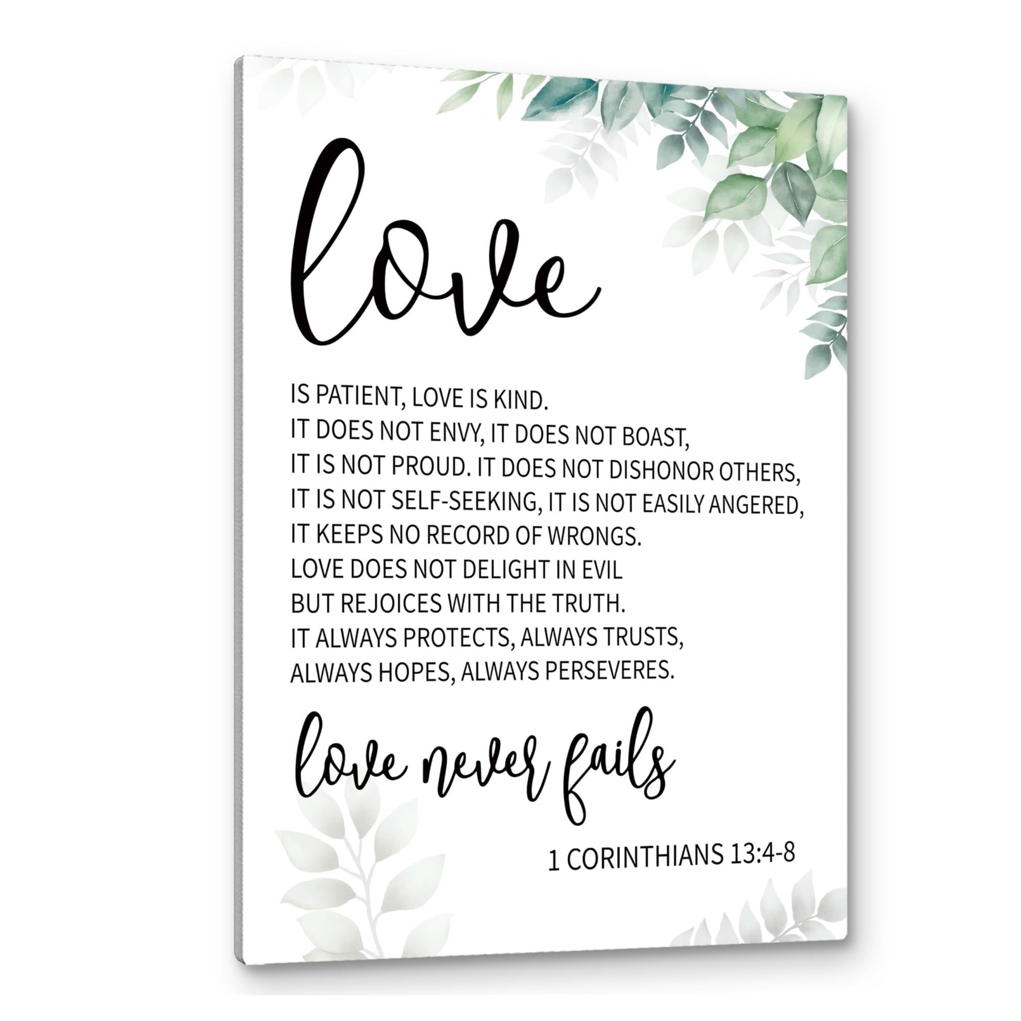 HSMXNEONJB 1 Corinthians 13 Love Scripture Canvas - Is Patient, Is Kind Wall-Art, Framed Christian Print for Bedroom, Prayer Room, Office​(Framed,12x18inch(30x45cm))