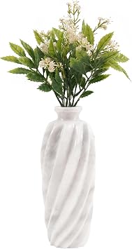 Radicaln Marble Flower Vase 10" Inches White Handmade Premium Flower Pot for Indoor Garden Decor, Home Office Style, Mothers Day Decoration, and Fresh or Artificial Flowers
