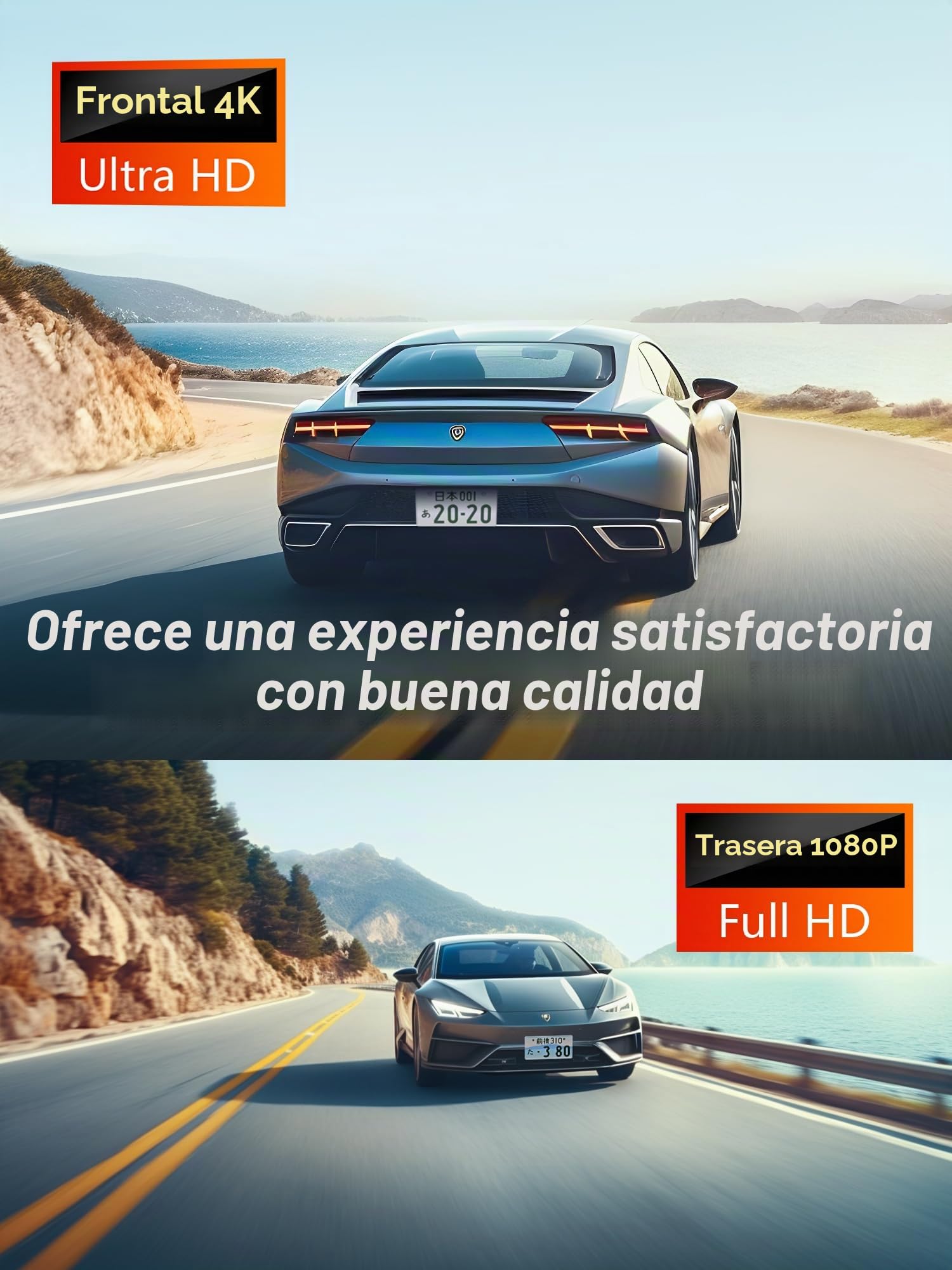 iZEEKER 4K Dash CAM, Cámara de Espejo Retrovisor 4K con Pantalla Táctil, Doble Dash CAM Coche con Tarjeta SD de 64 GB, GPS, Sensor G, Grabación en Bucle, Modo de Aparcamiento 24H, Visión Nocturna