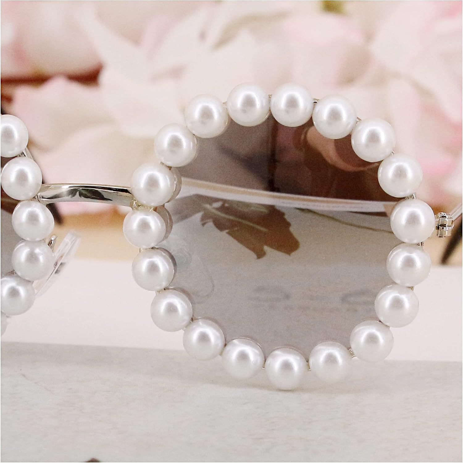 Naimo Toddler Kids Girl Pearl Round Anti-UV Sunglasses for Party Photography Outdoor Beach