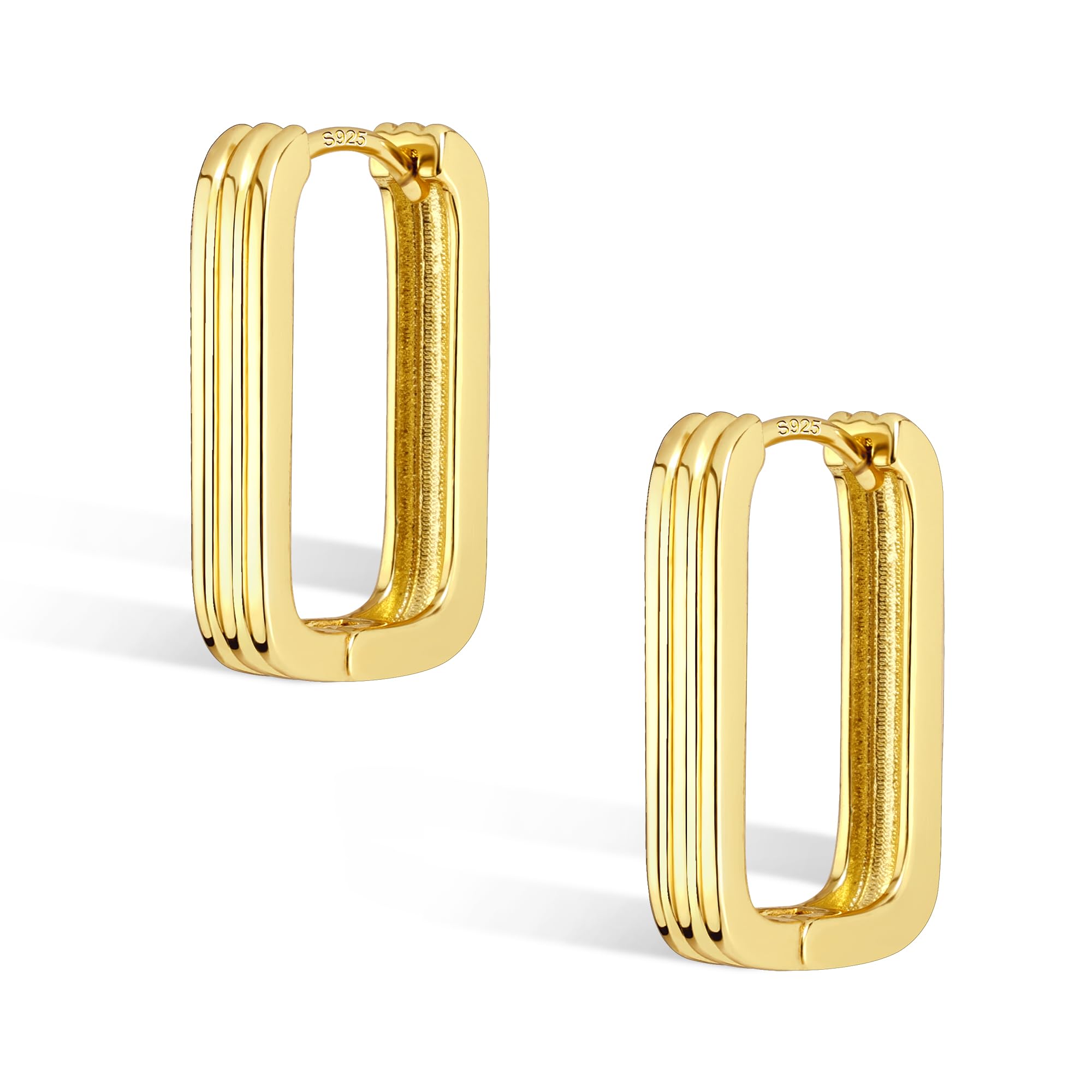 ALEXCARFT Pendientes Aro Oro Triple Capa Geométricos