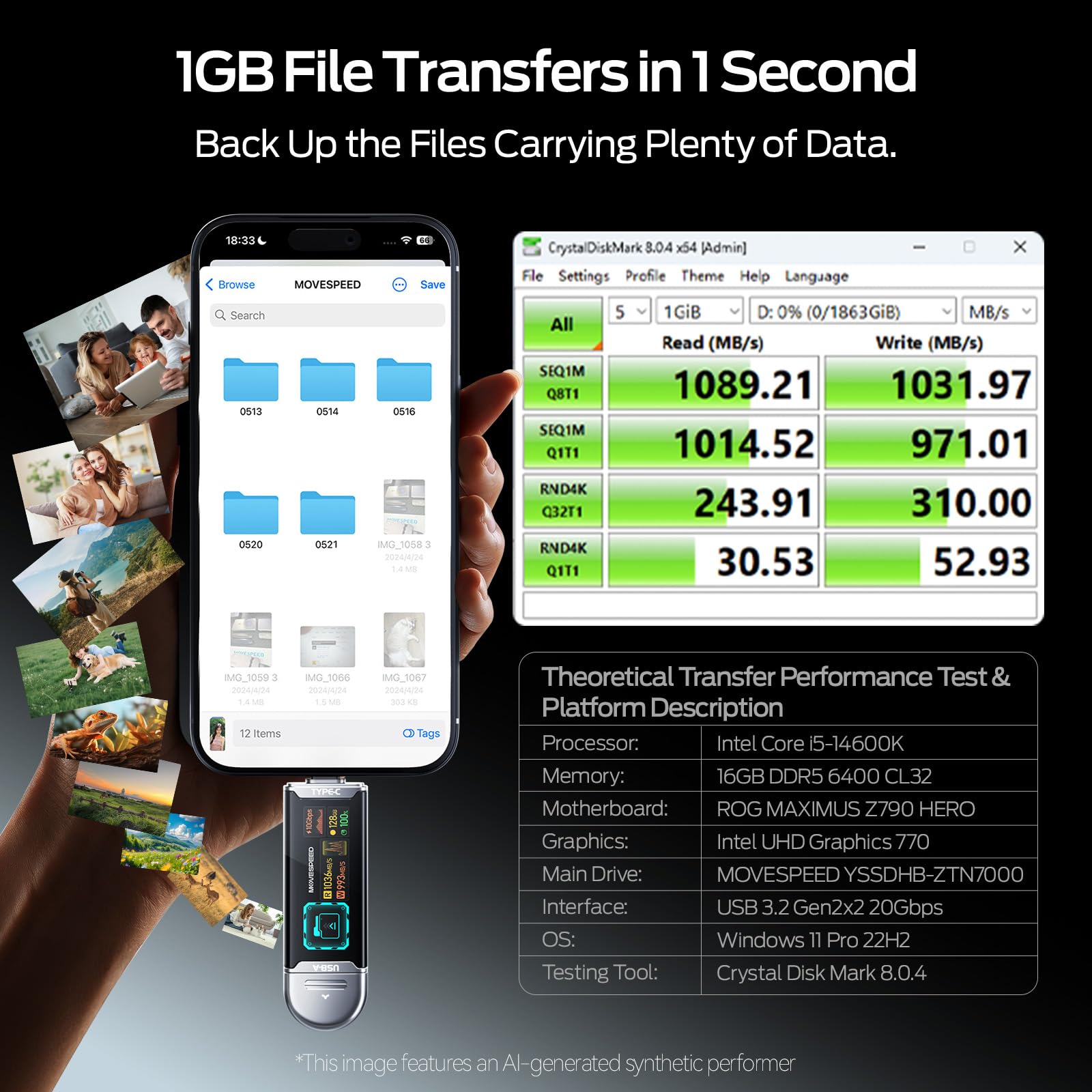 Amazon.co.jp: MOVE SPEED 512GB USBドライブ スマートディスプレイ