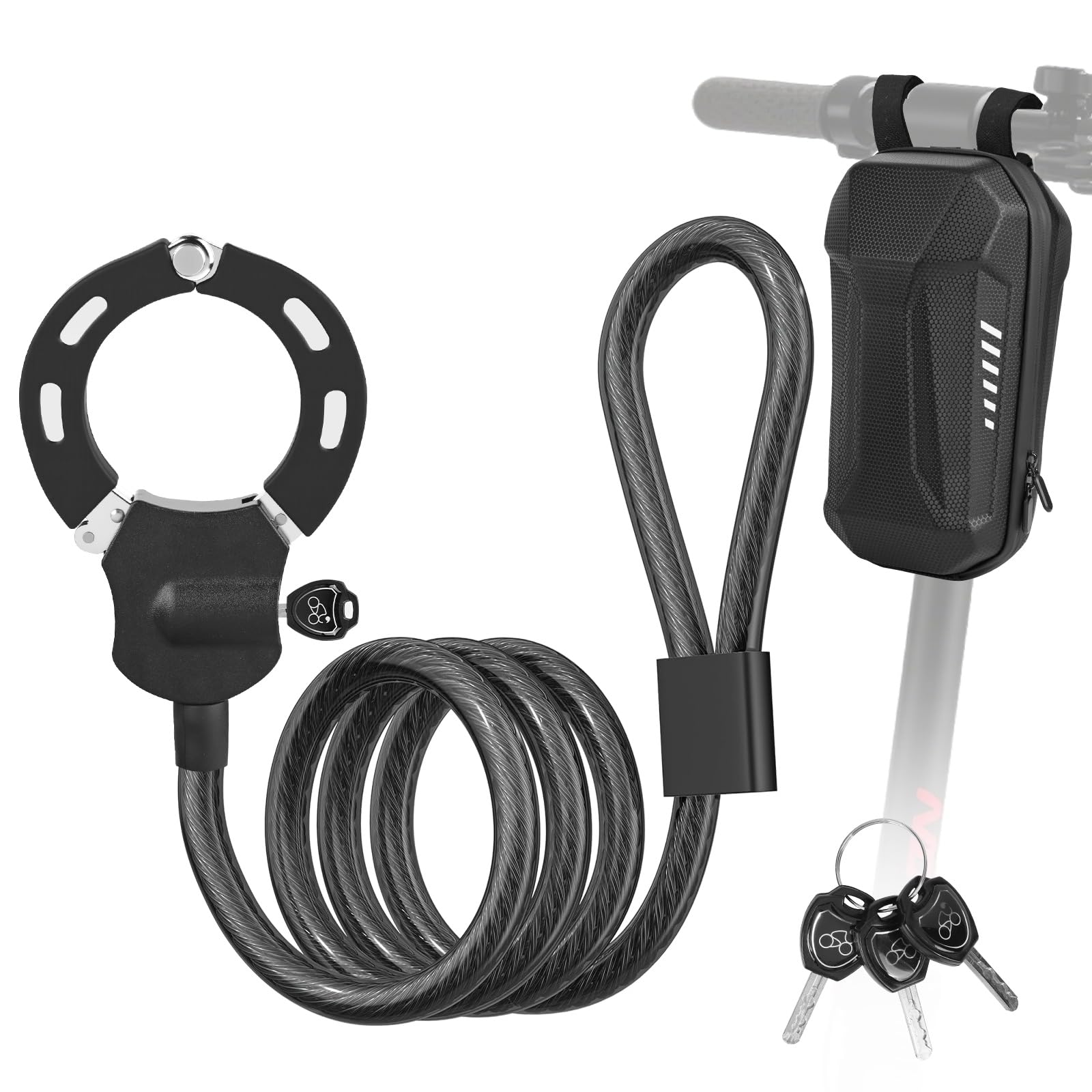LustLocke Candado Patinete Electrico, Candado Antirrobo con Llave y Bolsa Impermeable, Cerrar Esposas de Doble Anillo para Scooters, Bicicletas, Cochecitos