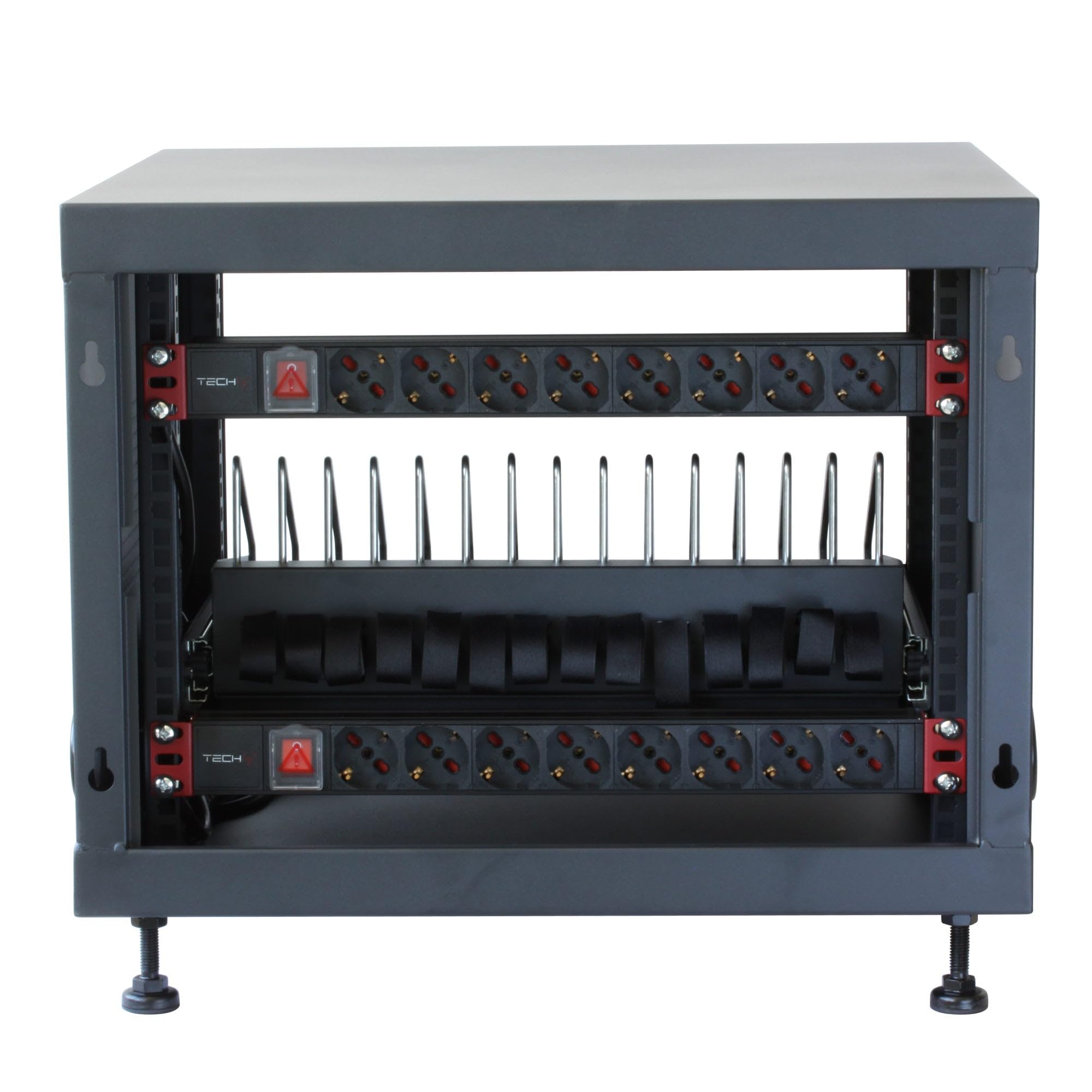 Techly Professional 107609 Armadietto Professionale per Ricarica di 14 Notebook, Tablet e Smartphone Nero