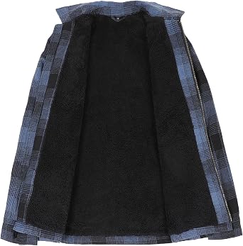 ZENTHACE Men's Sherpa Lined Full Zip Plaid Flannel Jacket