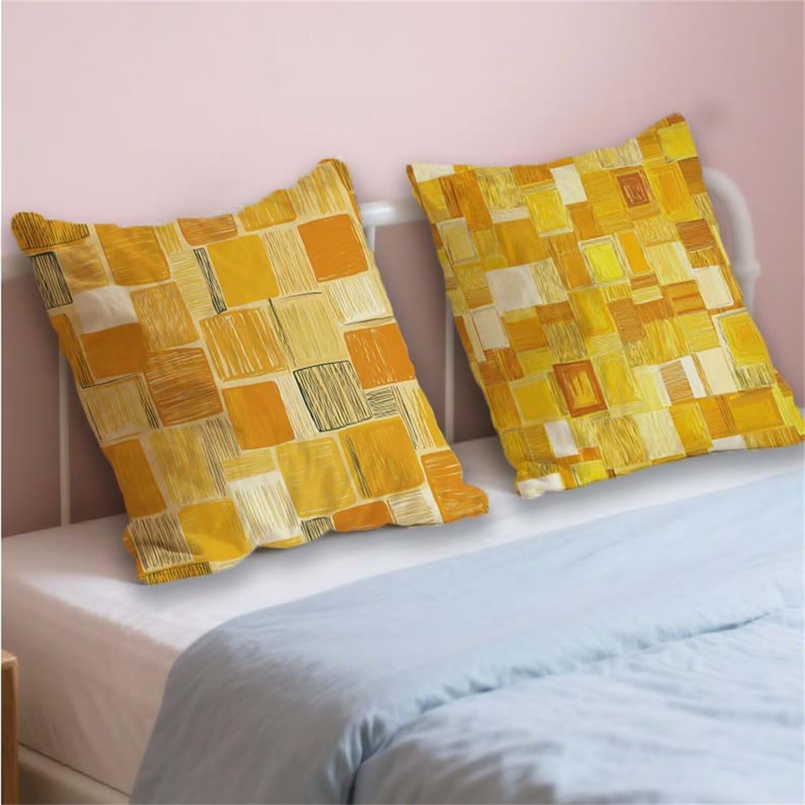 Set di 2 cuscini decorativi quadrati da esterni, impermeabili, 70 x 70 cm, stampa su entrambi i lati, in lino, per giardino, divano, terrazza, balcone, primavera/estate, regali