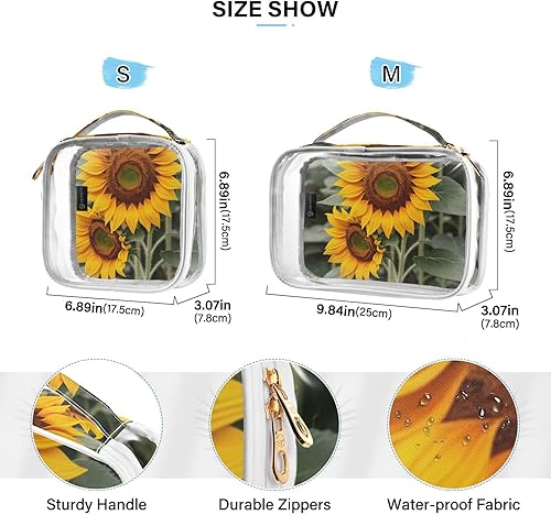 Miniatura 4 de Sunflower Clear Toiletry Bag for Traveling,2 Pack Makeup Cosmetic Bag with Zipper,Travel Bag for Toiletries,Travel Essentials 21214377