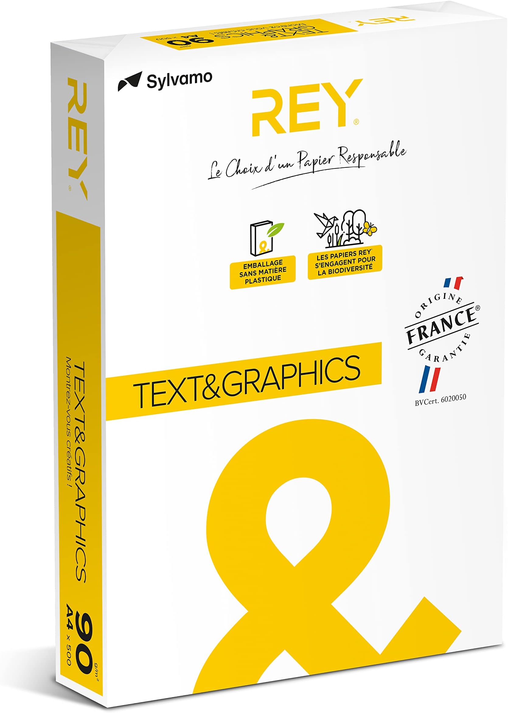 Ramette Papier REY Text & Graphics 100g A4 - Blancheur Élevée, Fabriqué En France FSC