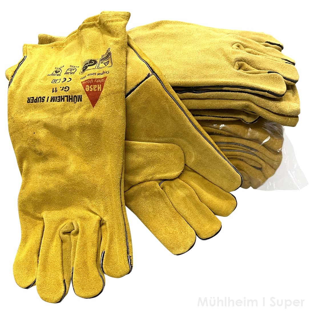 Hase Schweißerhandschuhe Mühlheim-I-Super Größe 12, Rindspaltleder 6 Stk