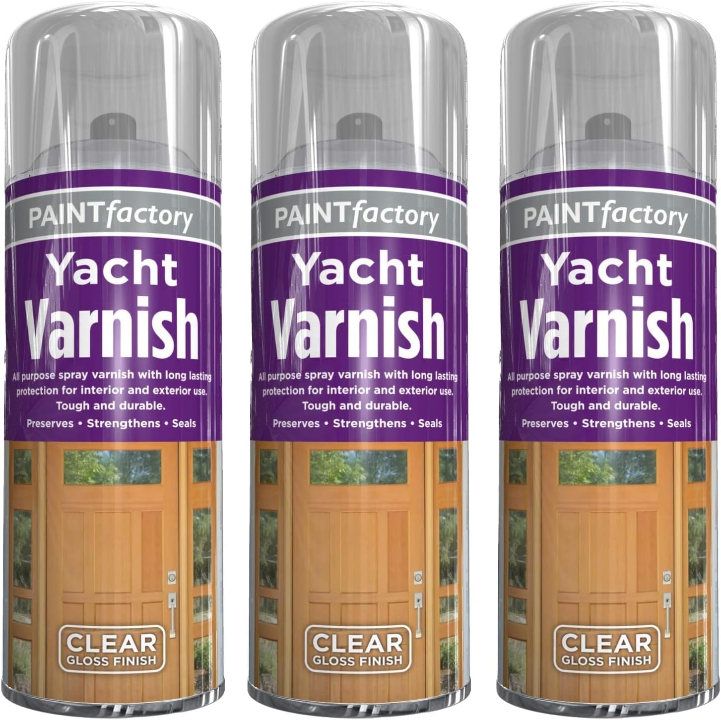 PNJB All Purpose Yacht Varnish 400ML - Professional Gloss Finish Spray Wood Colour Paint, Interior, and Exterior Surfaces - Fast Drying Sealer - Easy to Apply (Pack of 3)