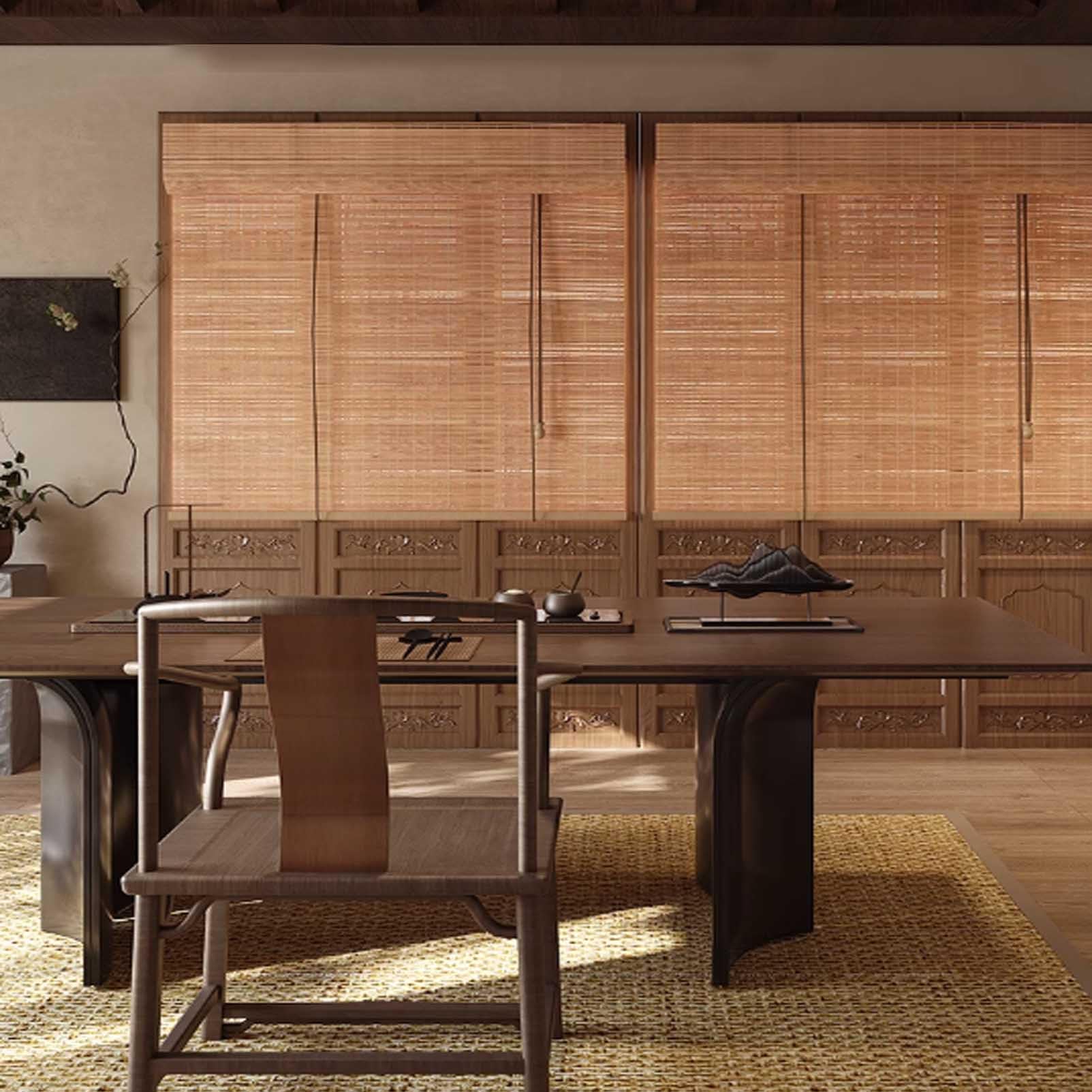 Stores Venitiens Bois pour Veranda Store en Bambou Naturel Store Enrouleur Exterieur Bambou Vertical Bambou Naturel Intérieur Respirant Anti Uv pour Jardin Fenêtres (105*200cm/41*79in)