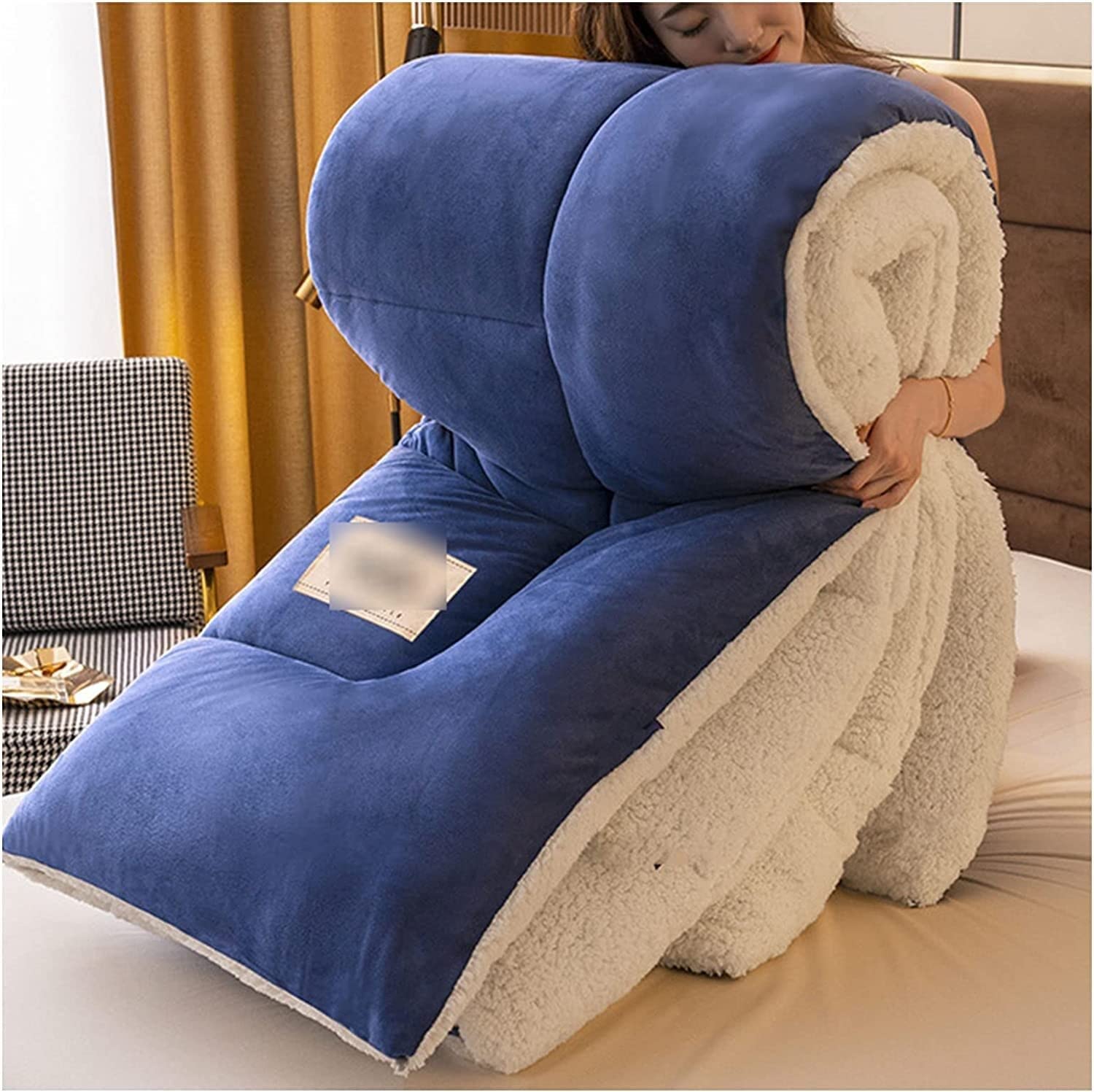 LLiuvcc Thick Warm Cashmere Blanket Bedding, Winter Quilt Thicken Lamb Cashmere Duvet for Winter Double Bed, Bedding, Double Sided Thicken Winter Quilt(D,200x230cm(5KG))