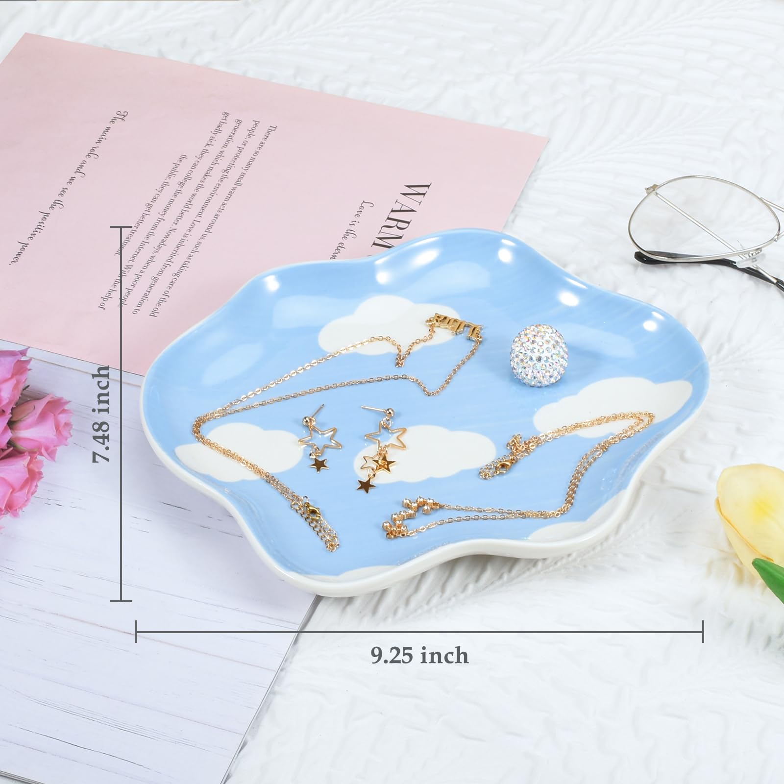 Koythin Jewelry Tray, Ceramic Jewelry Dish Trinket Tray Organizer - Image 2