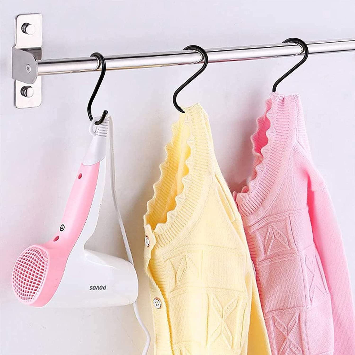S Hooks, 20 Pack S Shaped Hanging Hooks 3.4 Inch Black S Hook Heavy Duty for Hanging Plants Metal Hangers for Coffee Mug Cup Kitchen Pot Pan Closet Towel Garden Garage Kit