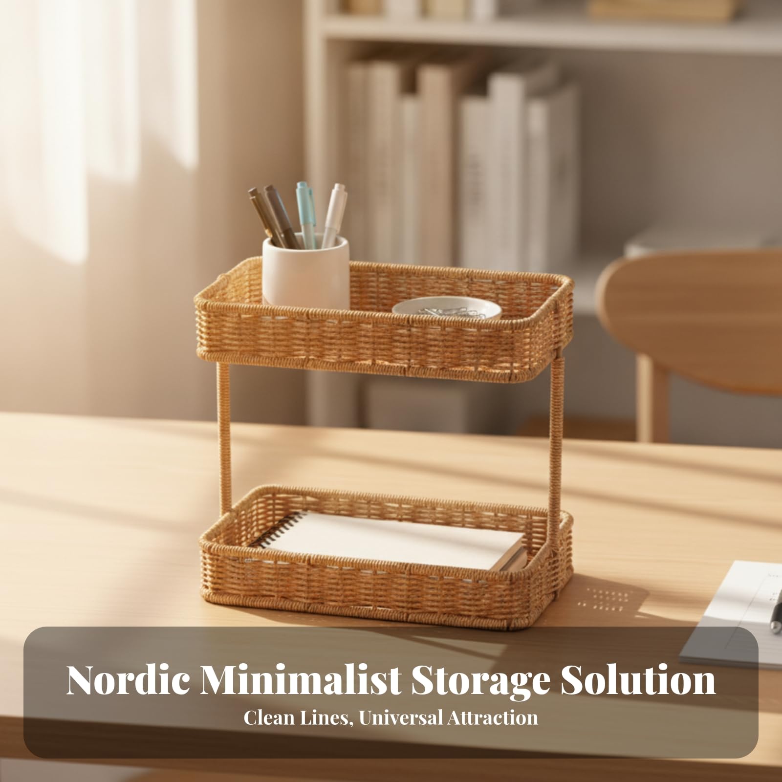 Naturfarben Korb-Organizer mit Stange , S , Breiterer