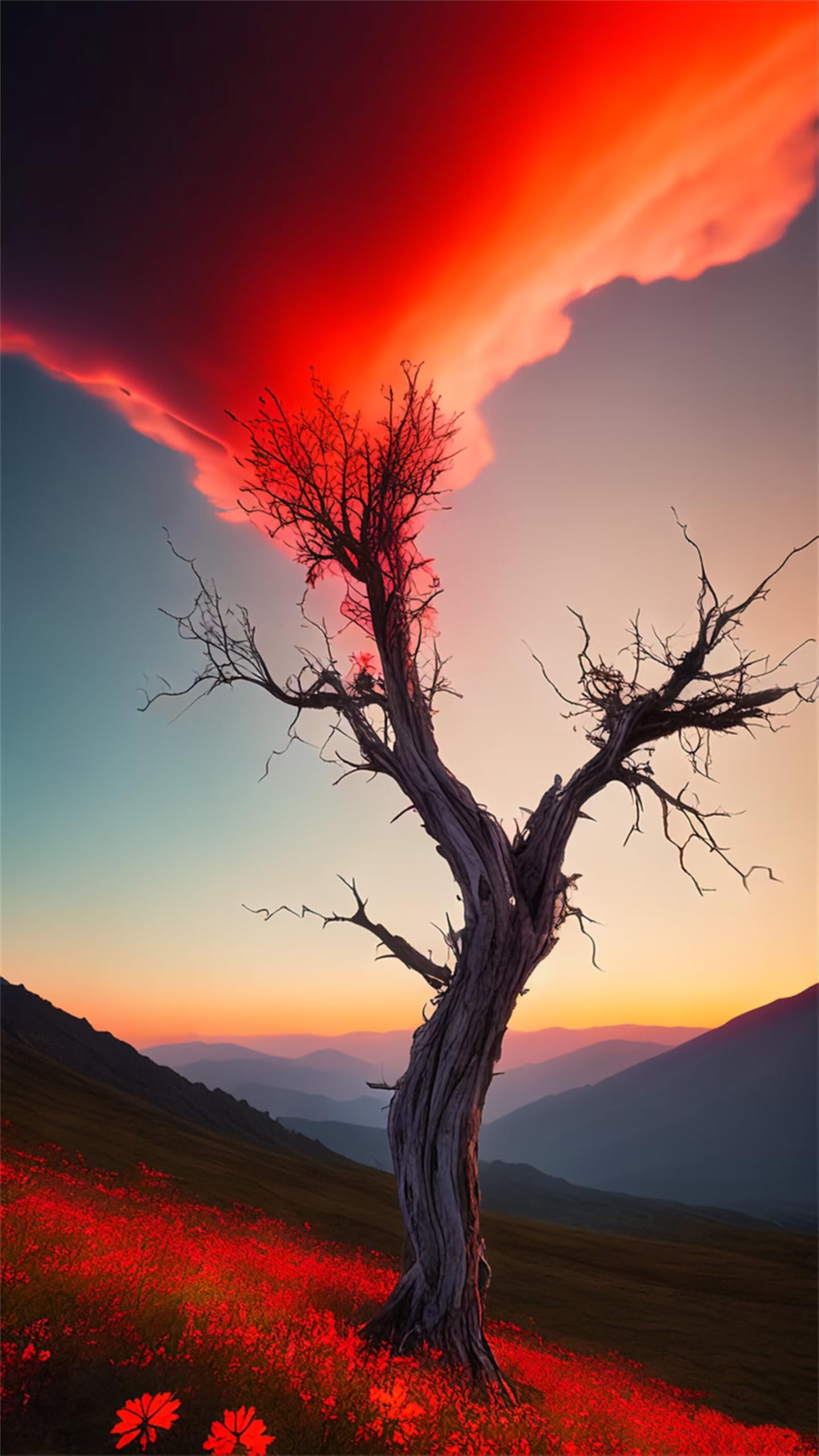 Kits peinture diamant arbre du coucher du soleil mosaïque
