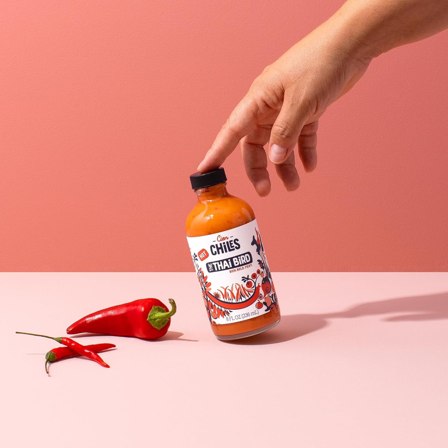 Cien Chiles The Thai Bird | All Natural Sauce | Zero Sugars, Non-GMO, Gluten-Free, Vegan | 8 OZ Bottles | 3-Pack