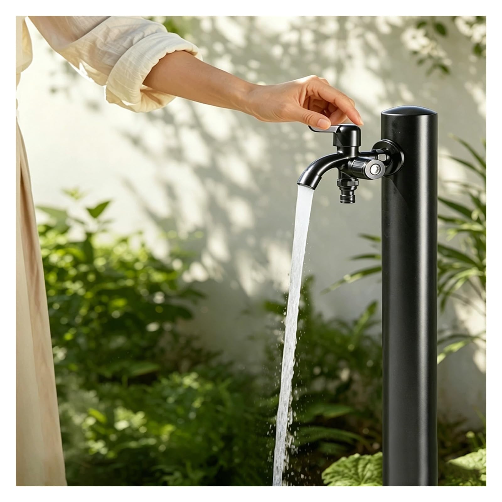 Vyrata Black Outdoor Column Garden Water Tap, 304 Stainless Steel Garden Water Faucet, For Yard Hydrant Irrigation Washing