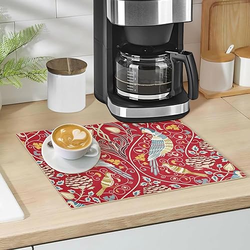Vista 116 de Tapete de café para cafetera, máquina para cafetera, mesa, tapete absorbente de cuero para secar platos para encimeras de cocina, 18 x 12 pulgadas