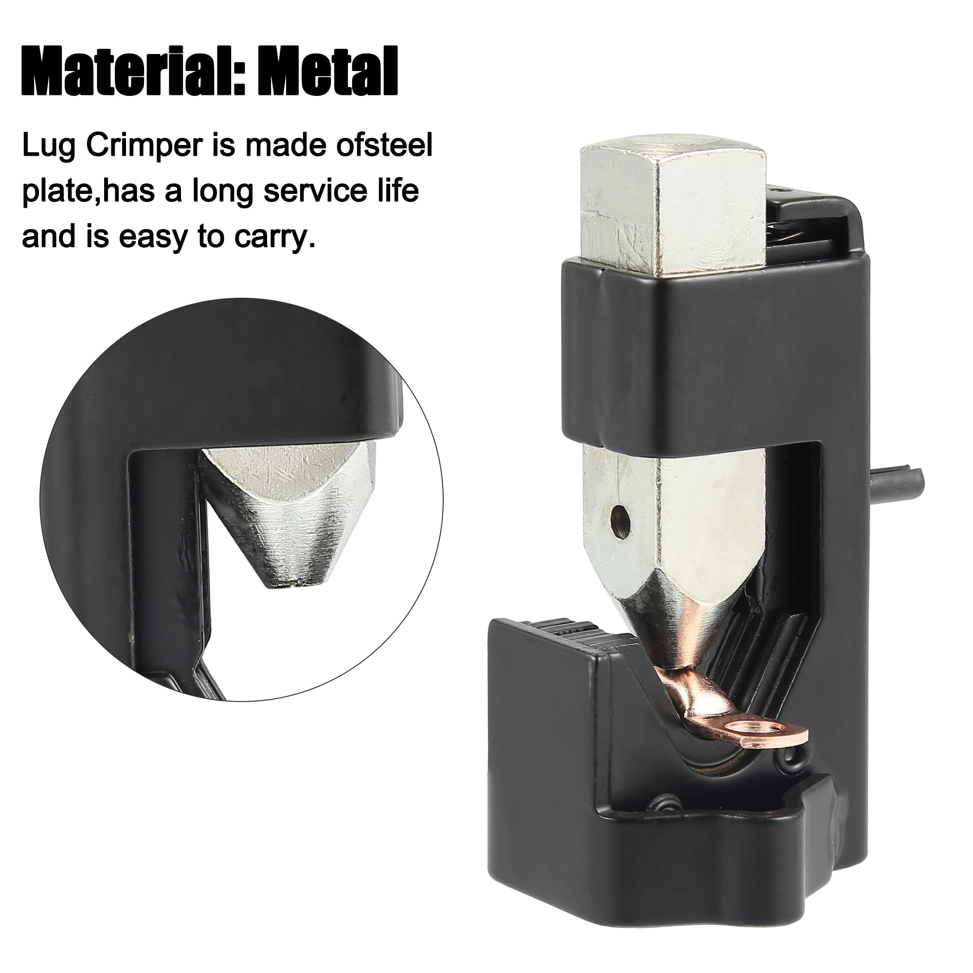 X AUTOHAUX Hammer Lug Crimper Tool Kit with AWG4-5/16" Lug Connectors AWG 8-4/0, Black, Silver Tone, 3.74"x2.64"x2.20" - Image 3