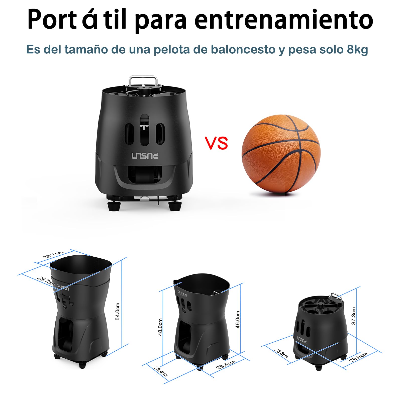 PUSUN PT-Mini Pro-Mini Máquina Lanzapelotas de Tenis Profesional | Ideal para Principiantes | Control App | Ligera y Portátil | para Uso Interior y Exterior | 3-5 Horas de Batería