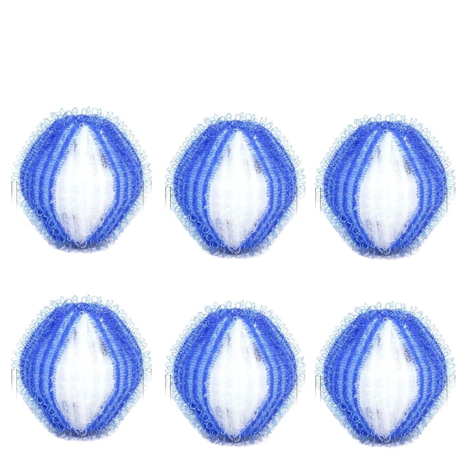 Tumble Dryer Balls, 6pcs Reusable Nylon Laundry Dryer Balls Hair r Catcher Lint Multicolor(Blue Wihte)