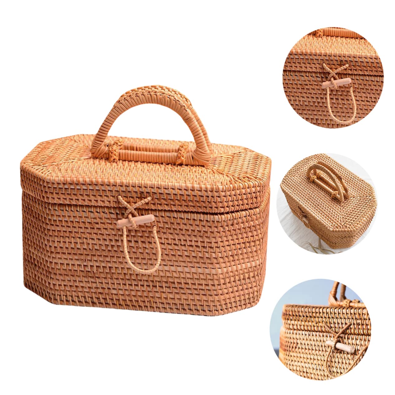 PRETYZOOM Rattan Fruit Holder Snack Box Portable Storage Basket Hanging Woven Basket Decorative Home Decor