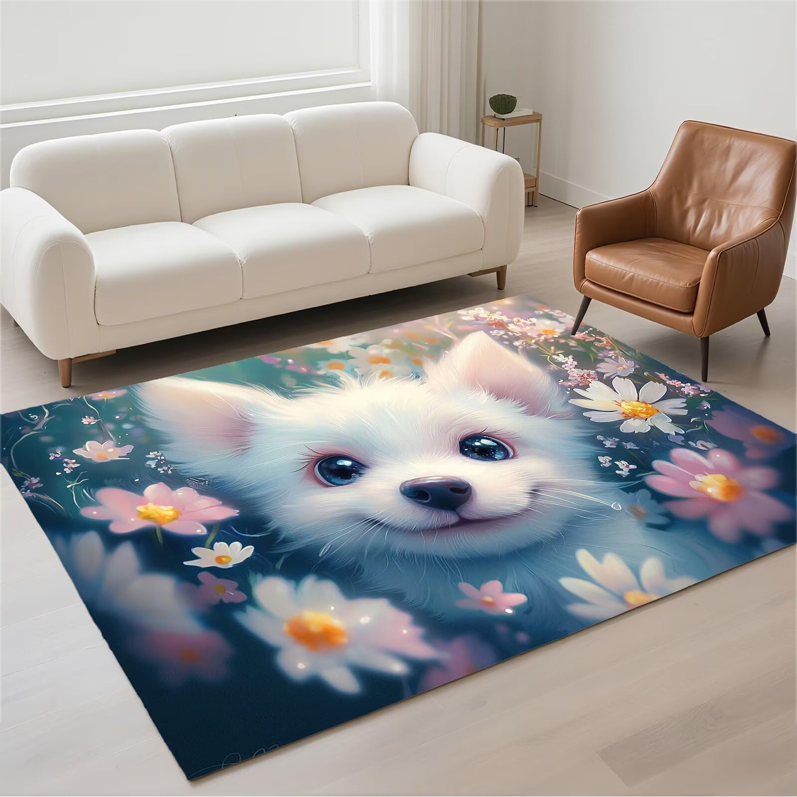 Tapis de chambre moderne blanc pour couloir et bureau confortable