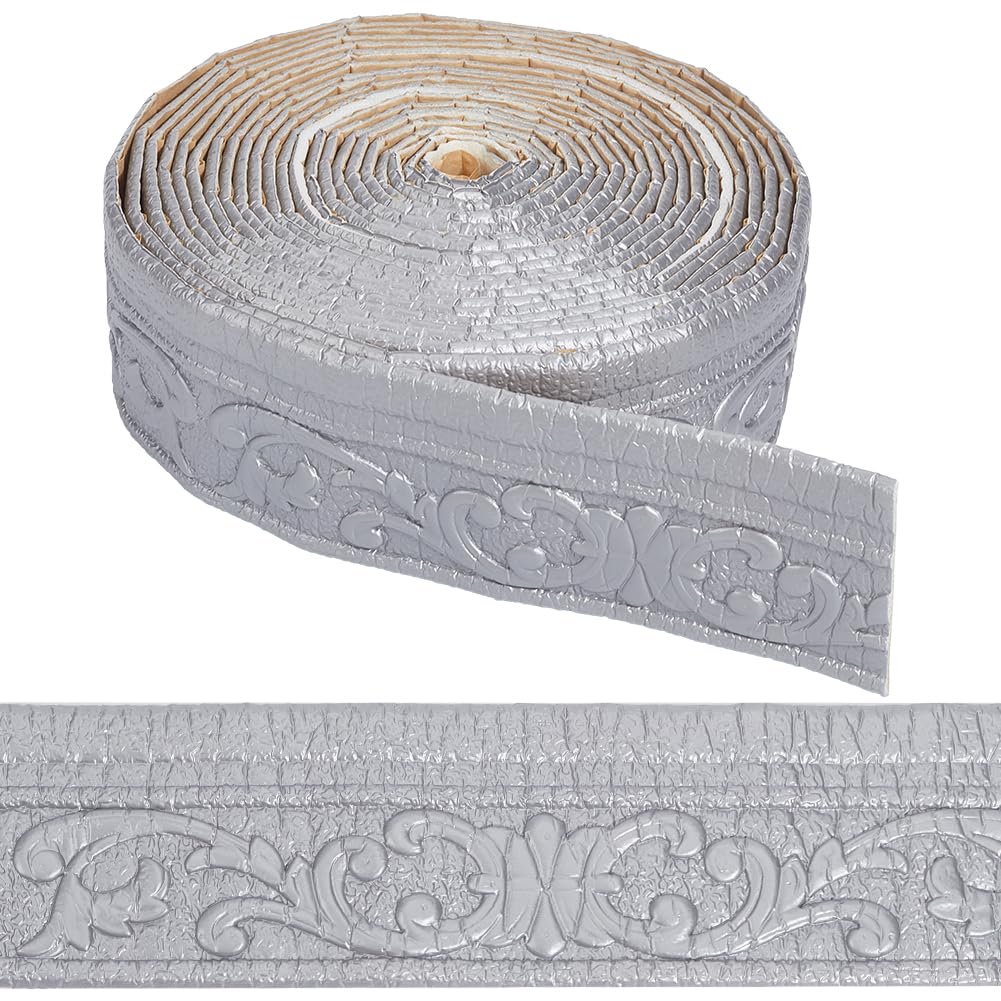 Moulure autocollante flexible 3D gris argenté pour bordure murale miroir et lignes en mousse