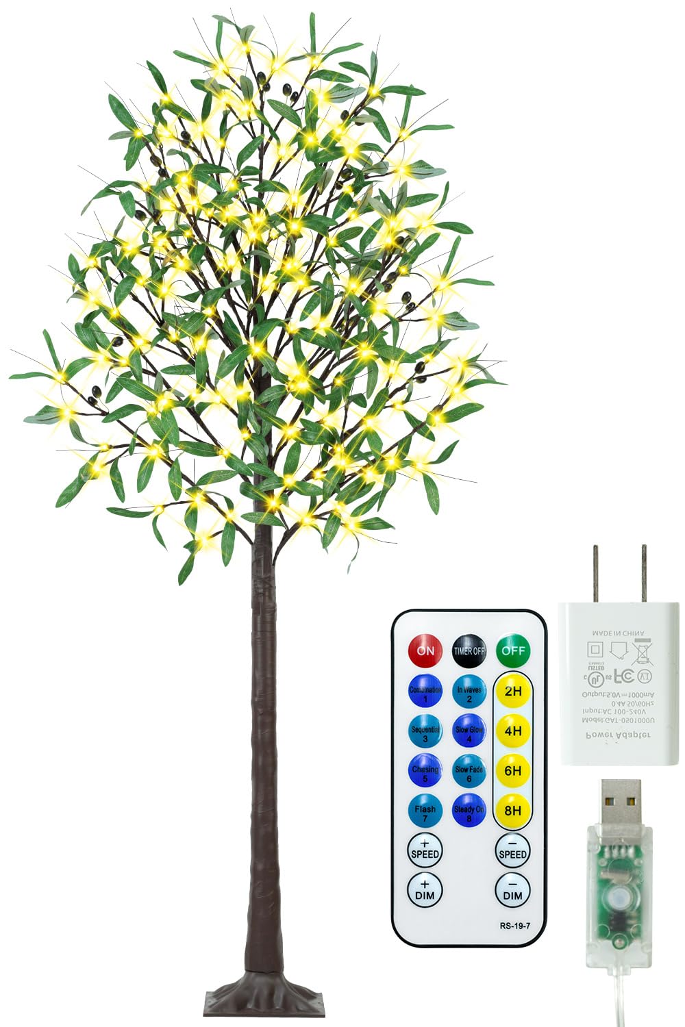 6FT 130 LED Lighted Olive Tree - Olive Trees Artificial Indoor with 13 ...