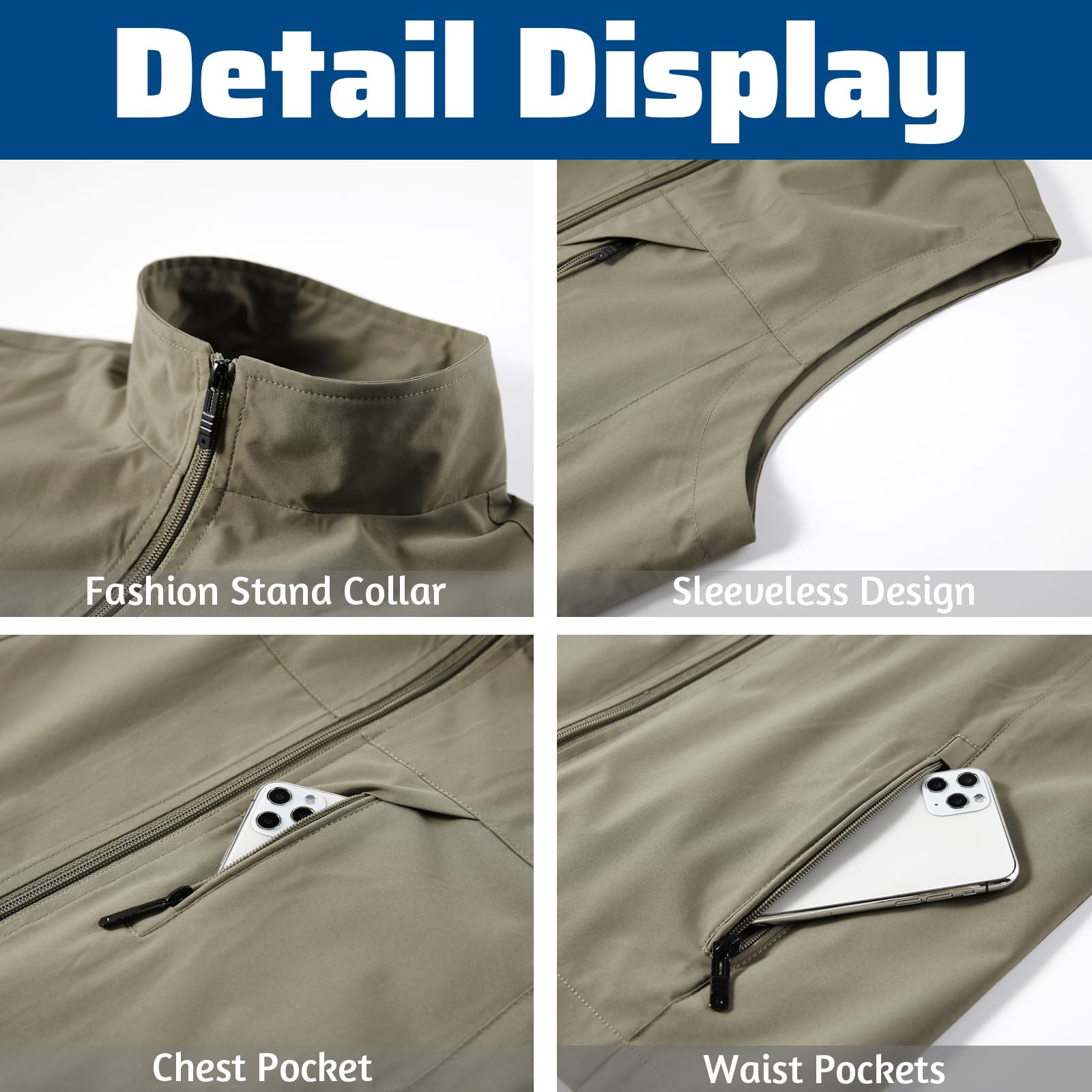 Herren Outdoor Anglerweste Leicht Atmungsaktiv Multifunktionsweste Jagd Trekking Fotografie Sportweste Camping Wander Safari Weste Sommer Ärmellose Jacke