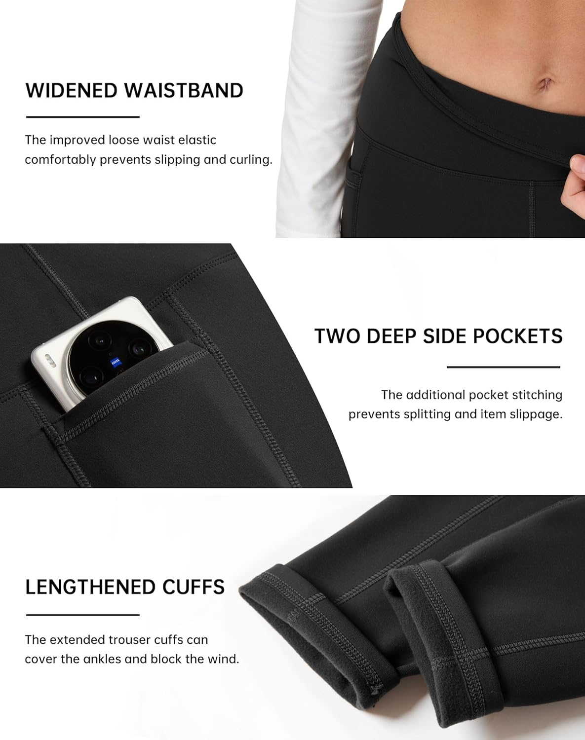 YOYOYOGA Fleece Lined Leggings Women with Pockets Tummy Control High Waisted Thermal Yoga Pants Workout Warm Winter - Image 5