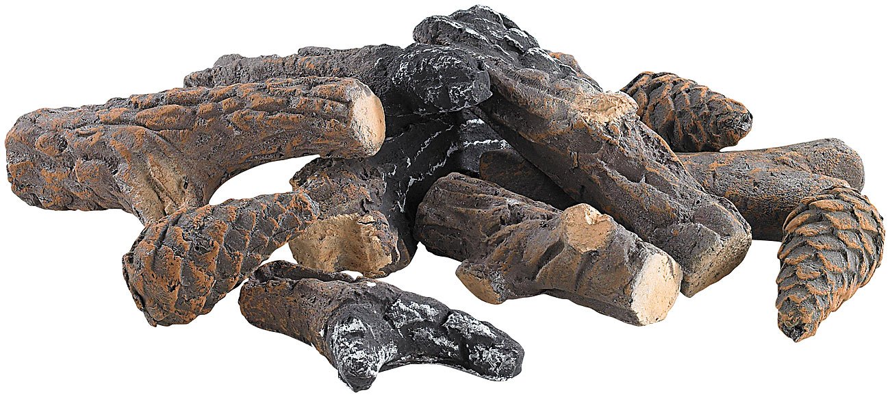 Carlo Milano Keramik Holzscheite: Dekorations-Äste & -Tannenzapfen für Bio-Ethanol-Öfen, 10-teilig (Bioethanol Kamin Deko, Deko Holz für Bioethanol Kamin, Elektro)