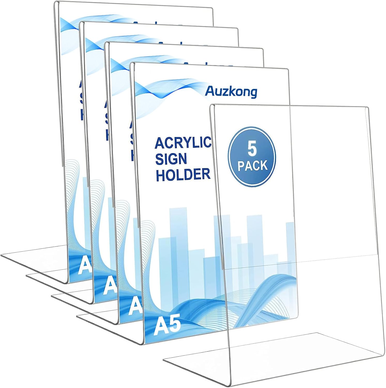 Auzkong A5 Sign Holders, Acrylic Slant Sign Holders, Clear Plastic