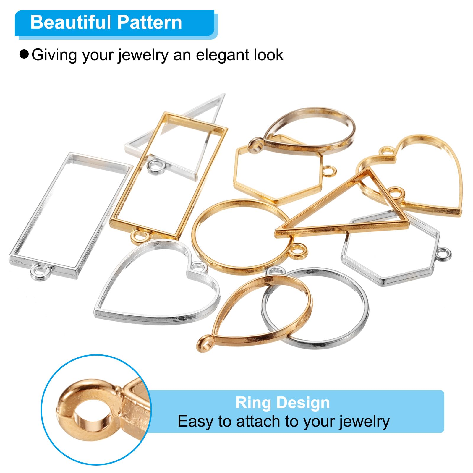 PATIKIL 50-Piece Multi-Shape Open Bezels - Resin Jewelry Making Supplies