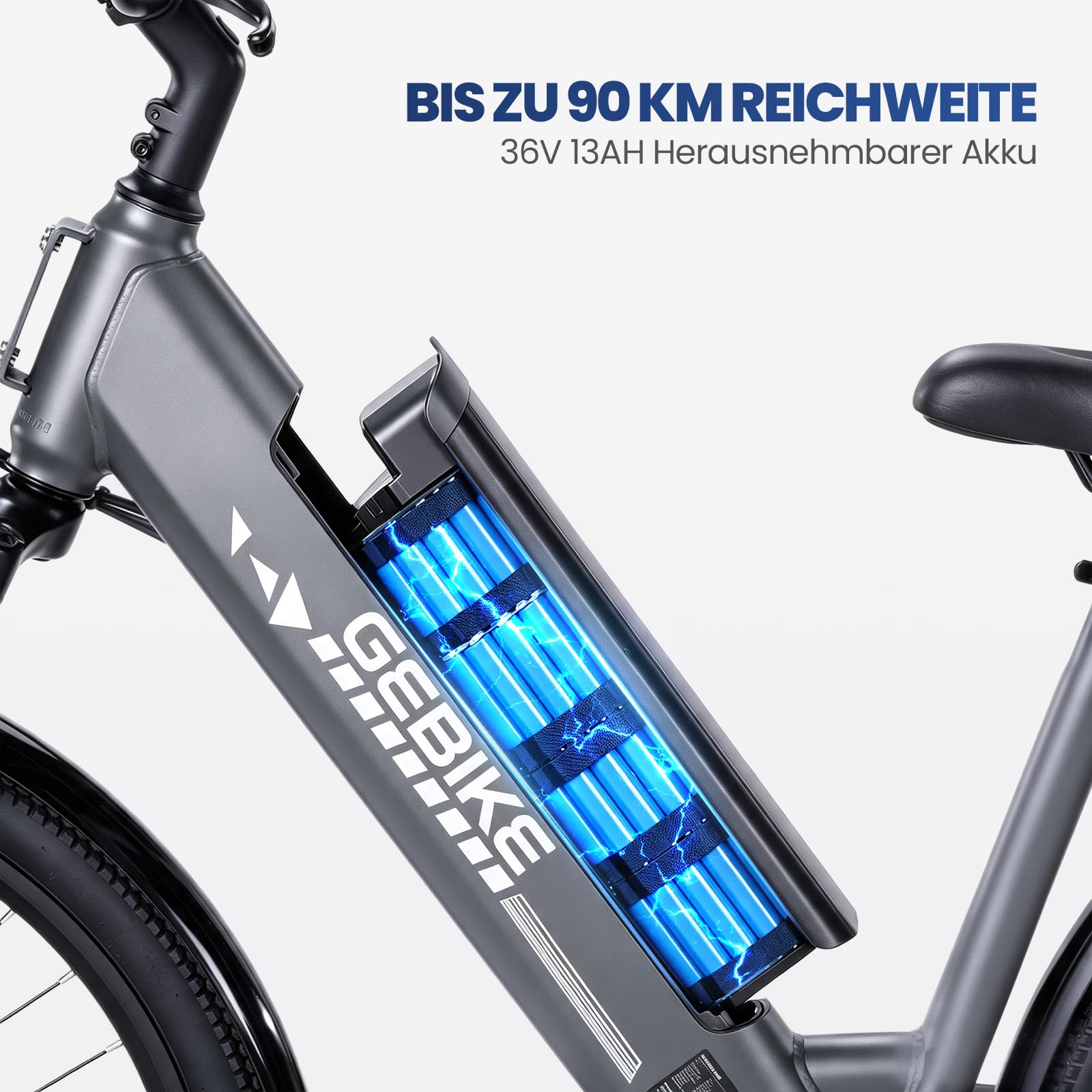 E Bike Damen Herren, 26 Zoll Elektrofahrrad bis zu 90 km Reichweite, 250W Motor 55 Nm, 36V 13Ah Akku, Shimano 7-Gang Schaltung, Scheibenbremsen, für Pendeln, Einkaufen und Freizeit