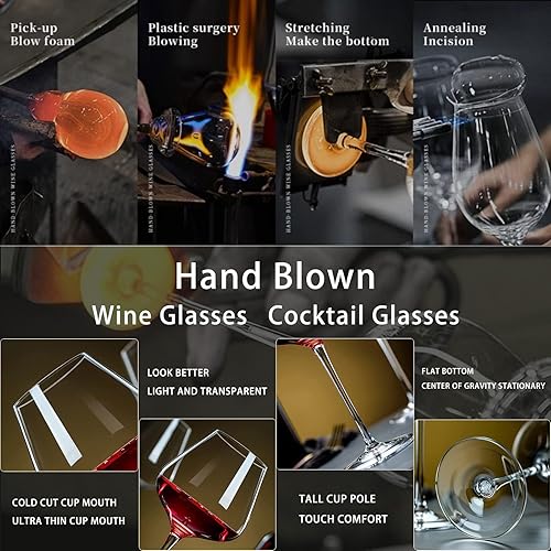 Miniatura 4 de Juego de 4 vasos de cristal Coupé, soplados a mano, de 12 onzas, vasos de Martini de tallo grande con guía de cócteles, para champán, gigante,