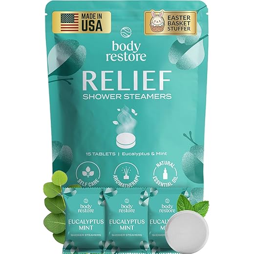 Body Restore Shower Steamers Aromatherapy 15 Pack – Easter Basket Stuffers, Easter & Birthday Gifts for Women & Men, Girls & Boys, Stress Relief & Relaxation Self Care – Eucalyptus