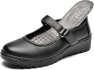 VJH confort Women’s Mary Jane Flats,Comfort Round Toe Slip-on Orthotic Low Wedge Walking Shoes