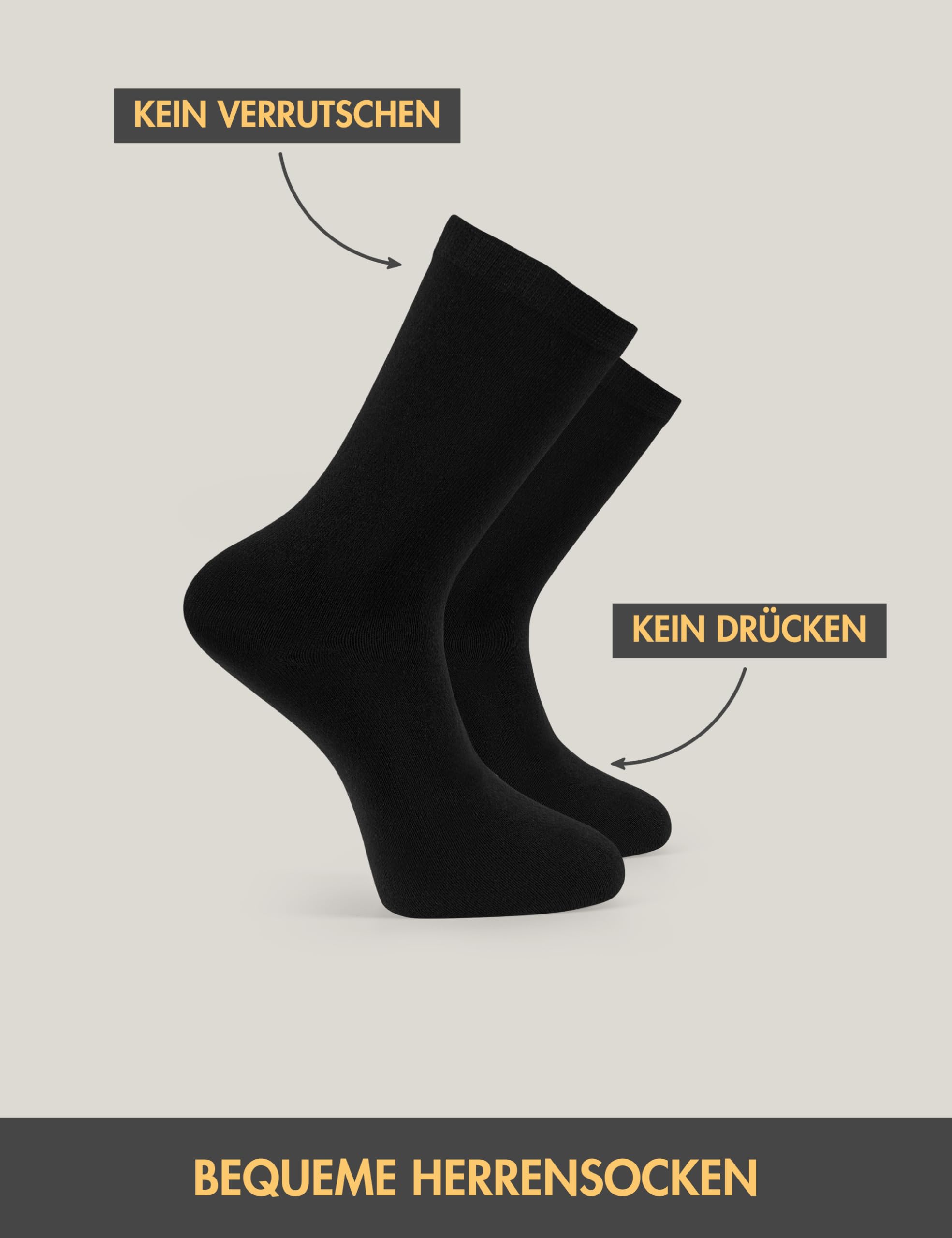 Basic Treasure 20 Paar Socken Herren, Herrensocken Schwarz, Business