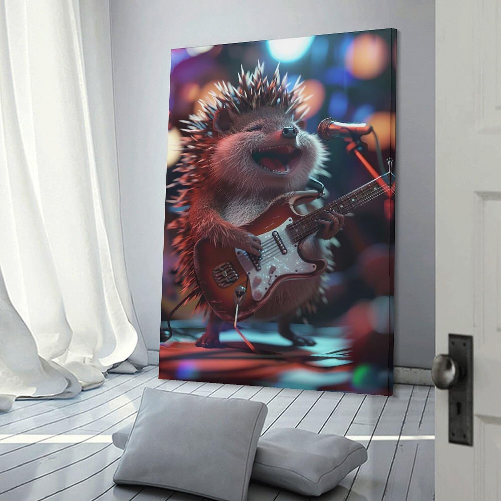 Junmoney Hedgehog Rock Canvas Wall Picture, 20x30inch(50x75cm), for Entrance Spaces, Stair Walls Or Halls, A Stylish Accent for Home Entrances
