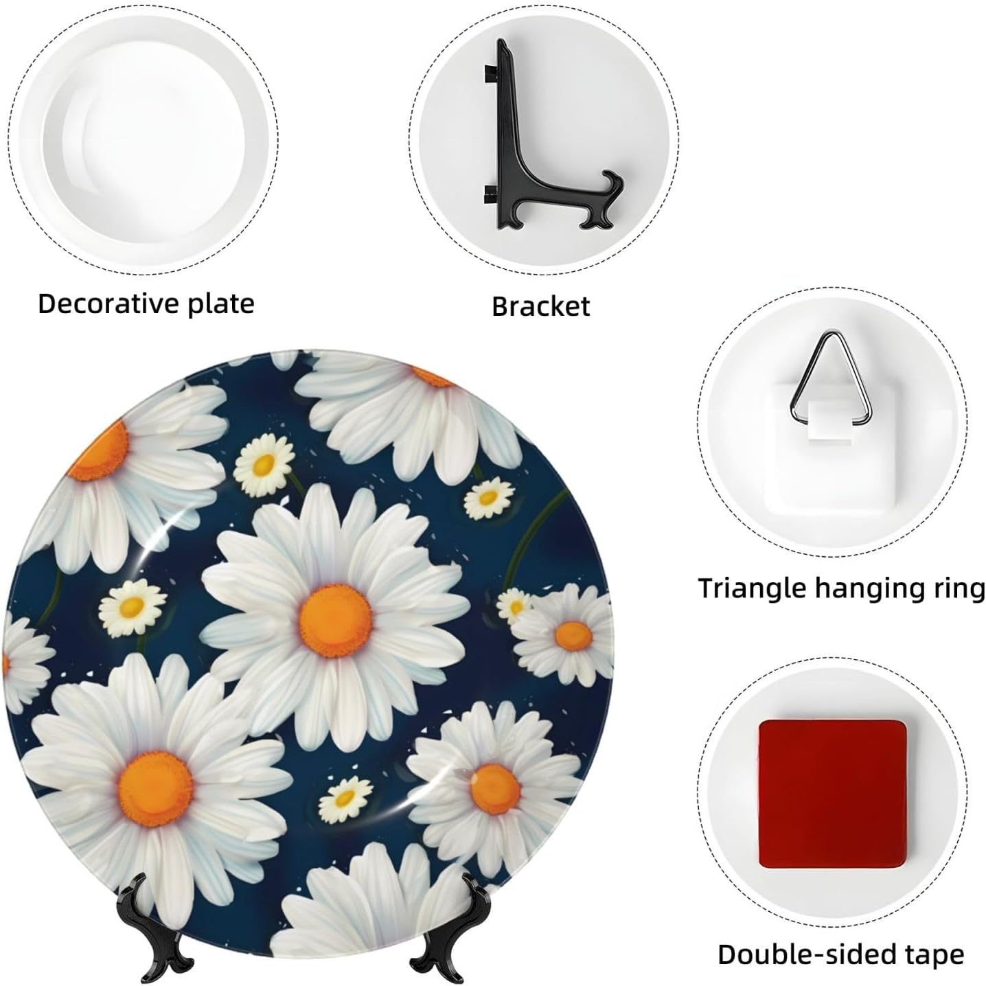 Decorative Plate Art Crafts Bone China Decorative Plate with Display Rack Souvenir Wall Decor Ceramic Ornaments Dinner Plates Ceramic Decoratives Plates for Home Office 10in