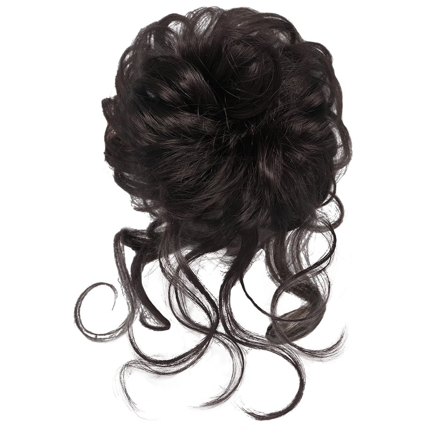 Messy Bun Hair Piece, Curly Wavy Hair Bun Extensions for Women, Tousled Updo Fake Hair Scrunchie, Synthetic Hairpiece with Elastic Band, Fake Bun for Updo Styling (Mix Light Brown) - Image 2