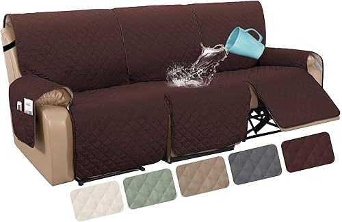 H.VERSAILTEX Funda reclinable 100% impermeable de 1 pieza para sofá reclinable de 3 cojines, funda protectora de muebles con respaldo antideslizante