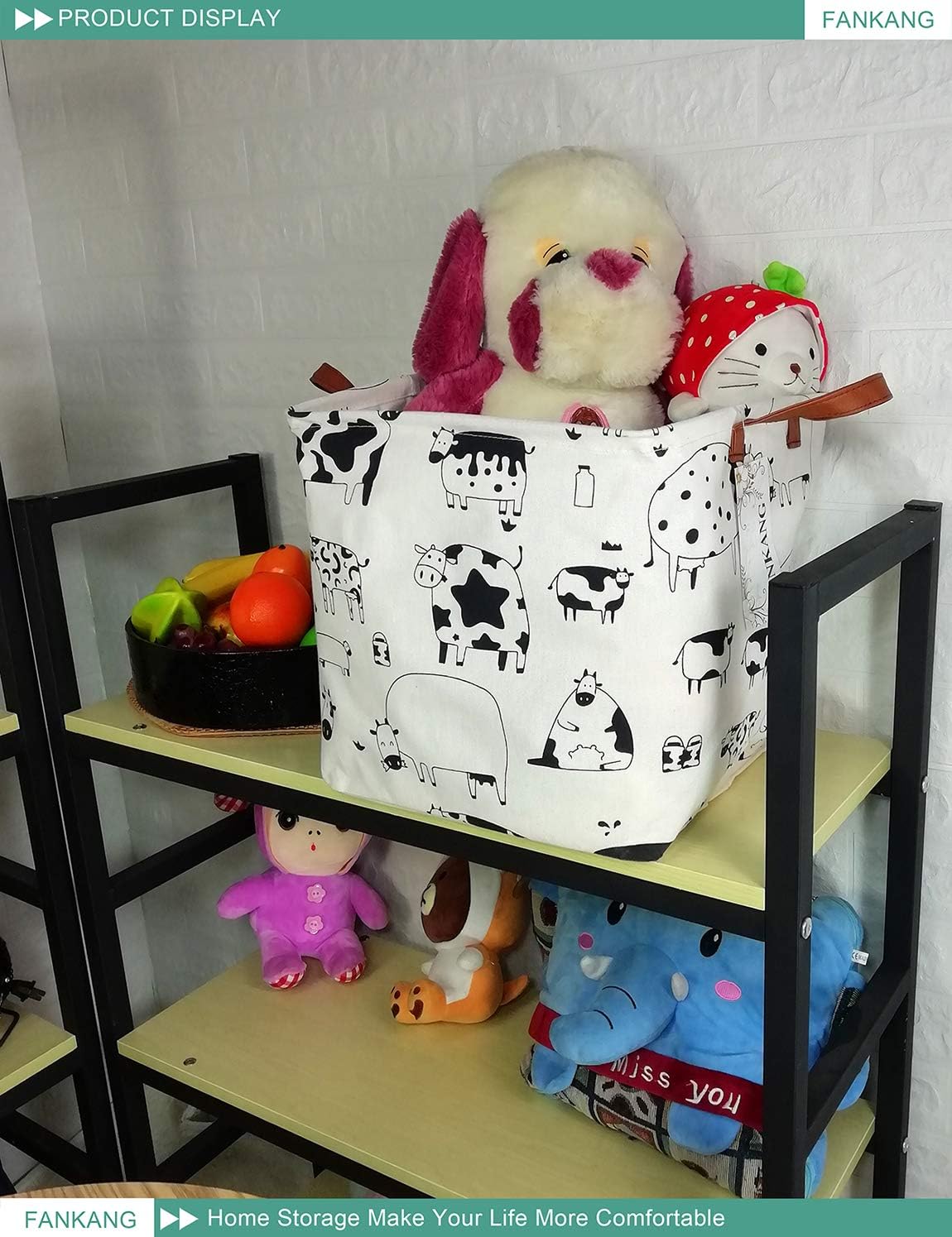 Square Cow Nursery Hamper Storage Bin | Square storage box, with sufficient size, can store dirty clothes, books, miscellaneous items, pillows, and sundries neatly