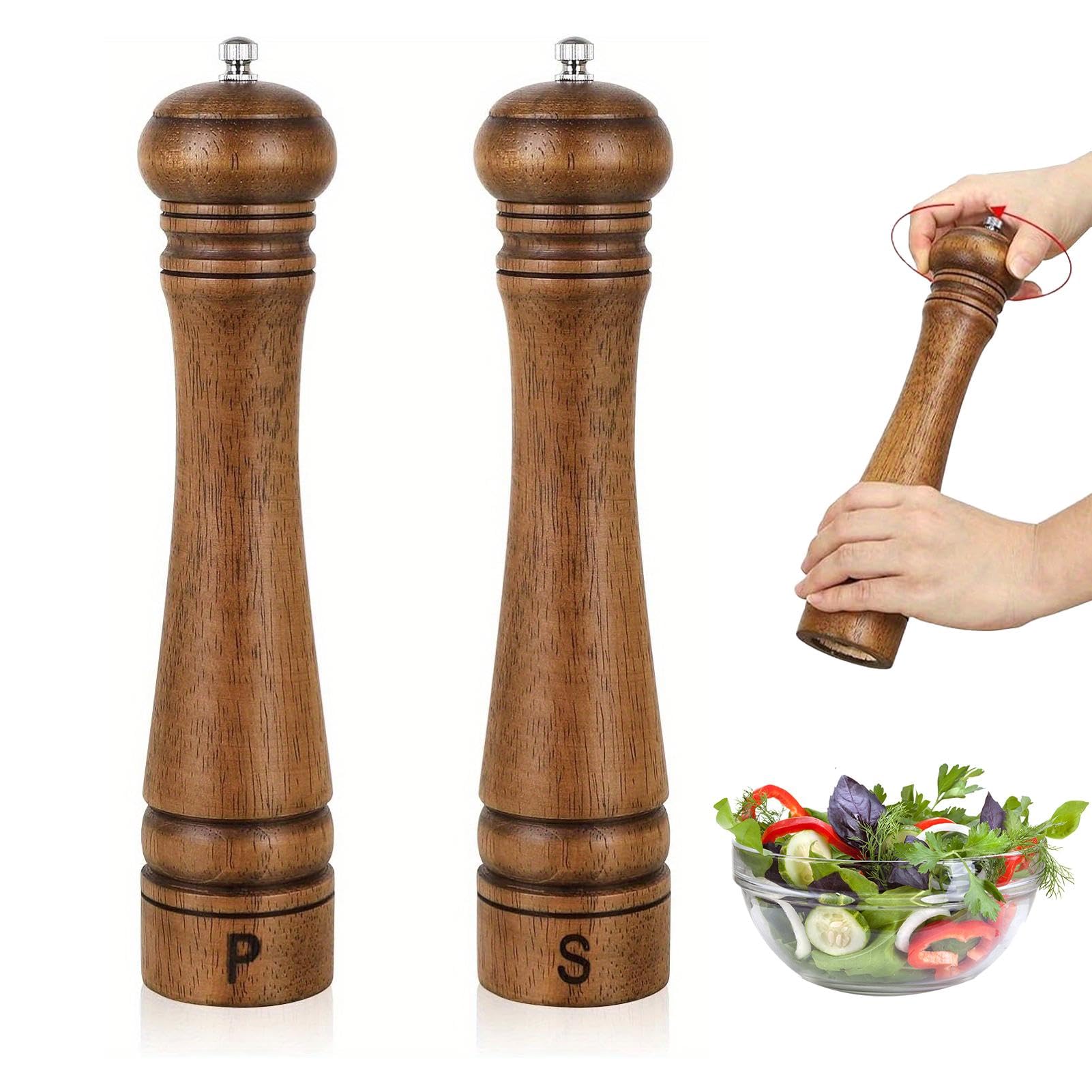 Moulin à sel et poivre rechargeable avec broyeur céramique réglable